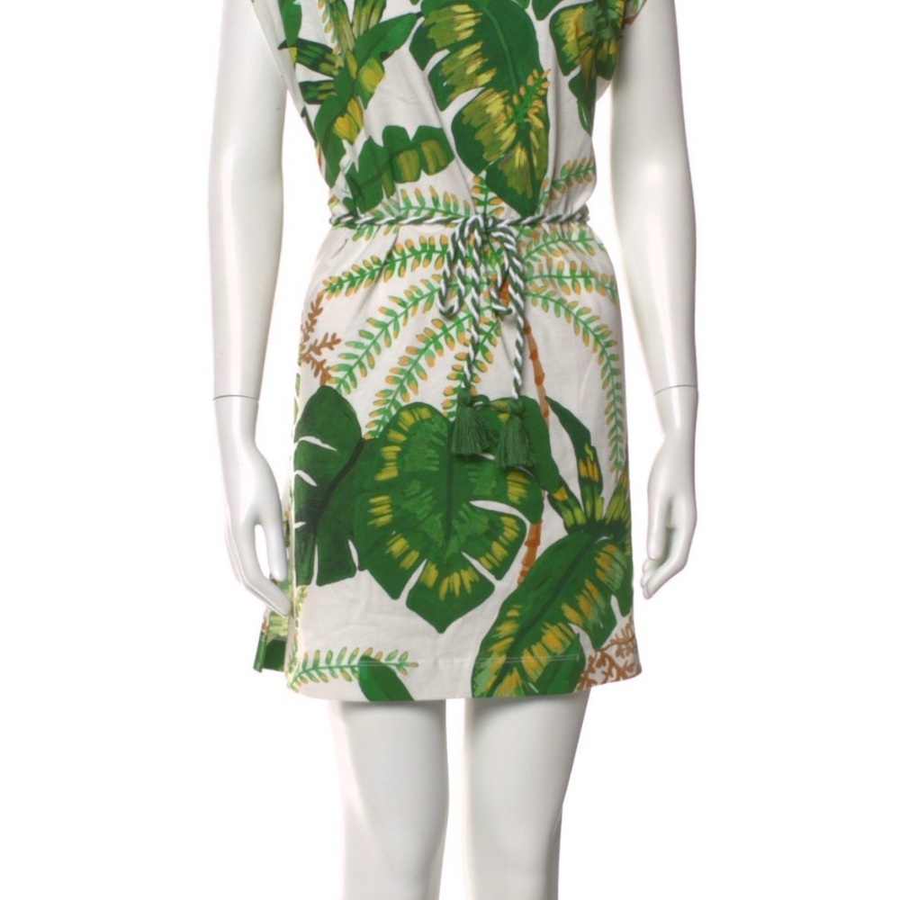FARM Rio Tropical Leaves Mini Dress Green white & Yellow - Picture 3 of 3